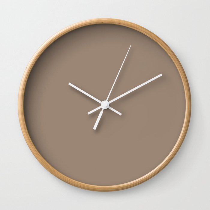 Warm Dusky Mid-tone Brown Solid Color Earth-tone Pairs Pantone Affogat 17-1318 TCX Wall Clock