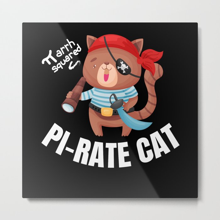 Pi Rate Cat Math Buccaneer Captain Metal Print
