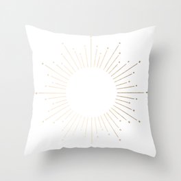Simply Sunburst in White Gold Sands on White Throw Pillow