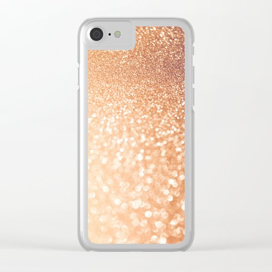The late Sunset- Rosegold Gold glitter pattern Clear iPhone Case
