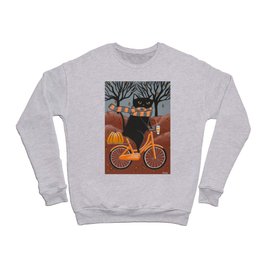 Black Cat Autumn Bicycle Ride Crewneck Sweatshirt