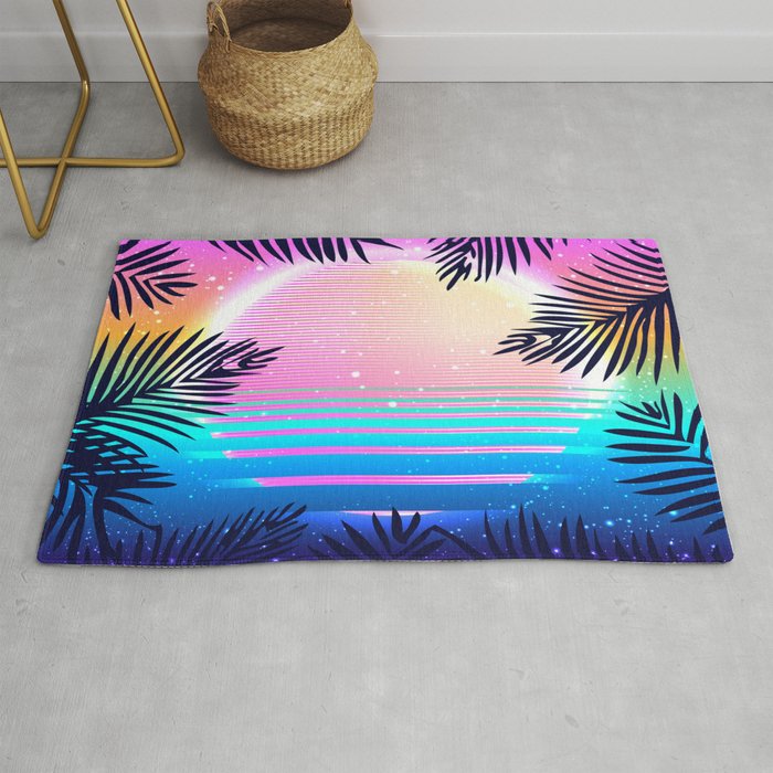 Tropical Palm Leaves Rug