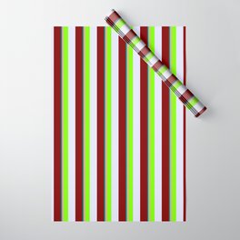 [ Thumbnail: Vibrant Teal, Tan, Chartreuse, Lavender & Maroon Colored Striped/Lined Pattern Wrapping Paper ]
