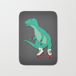Tyrollersaurus Rex Bath Mat | Rollerderby, Skating, Tyrannosaurusrex, Drawing, Jurassicpark, Rollerskate, Skate, Illustration, Children, Dino 