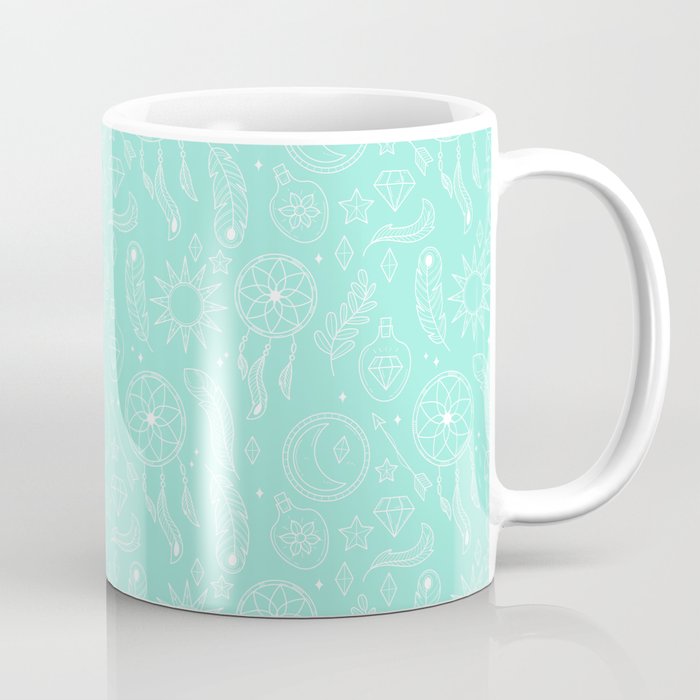 Seafoam And White Hand Drawn Boho Pattern Coffee Mug