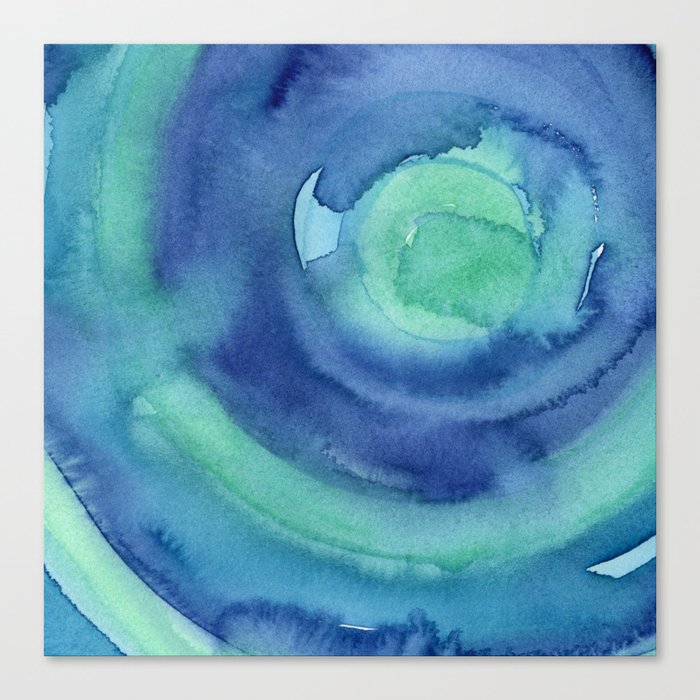 Abstract Blue Aqua Watercolor Painting Texture Canvas Print By