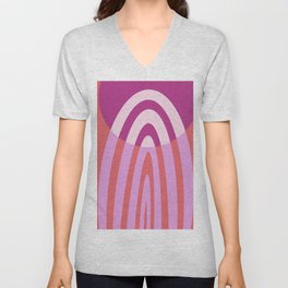 Sun Hugging Rainbow - deep coral pink purple V Neck T Shirt