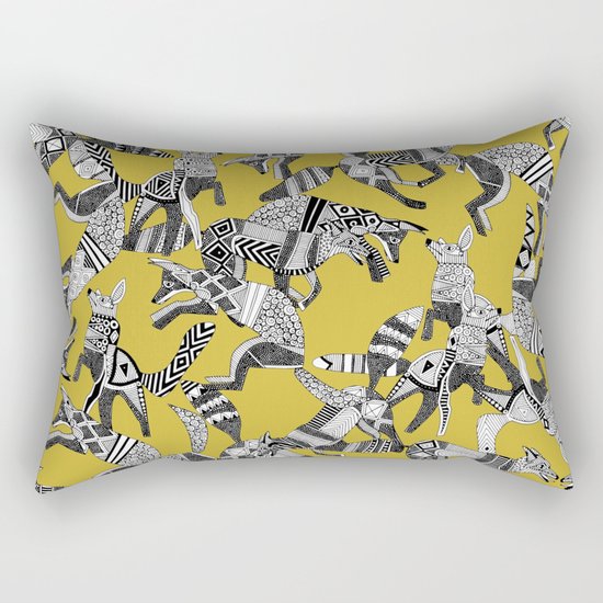 woodland fox party ochre yellow Rectangular Pillow
