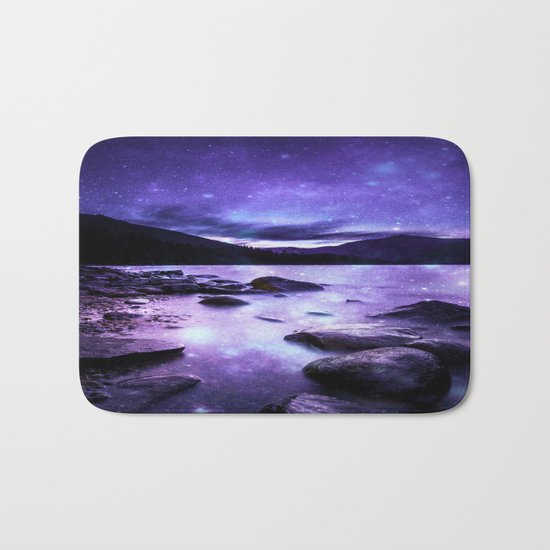 Magical Mountain Lake Purple Bath Mat