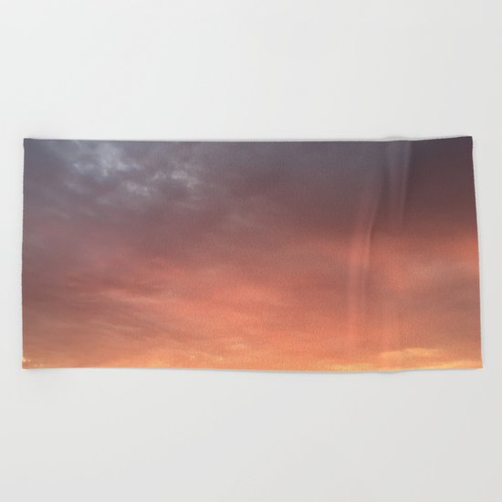 Yellow Red and Gray Sky Beach Towel