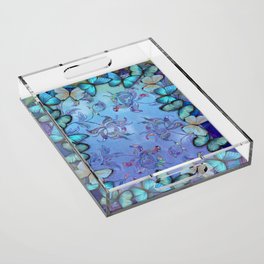 Morpho Blue Butterflies Colorful Daydream Acrylic Tray