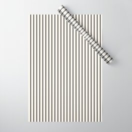 Seashell Black Linen Pinstripe Wrapping Paper