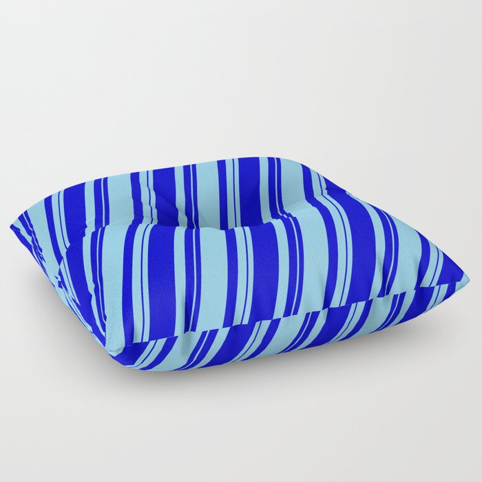 Blue and Light Sky Blue Colored Lined/Striped Pattern Floor Pillow