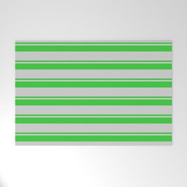 [ Thumbnail: Lime Green & Light Grey Colored Striped Pattern Welcome Mat ]
