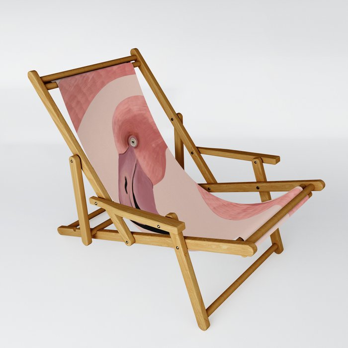 Pink flamingo long loop neck abstract Sling Chair