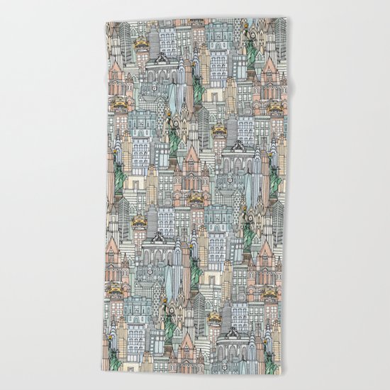 New York watercolor Beach Towel