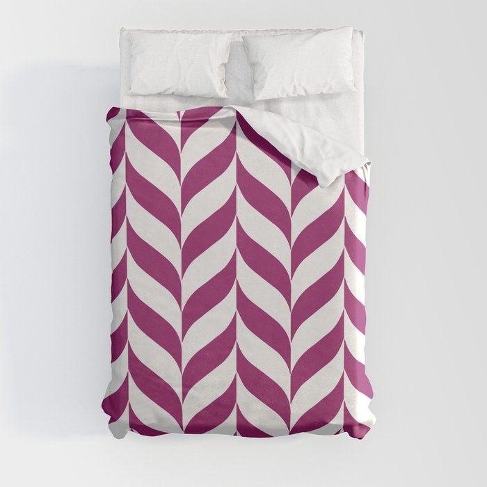 Magenta and White Pretty Herringbone Pattern - Colour of the Year 2022 Orchid Flower 150-38-31 Duvet Cover