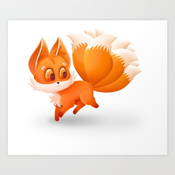 Kitsune The Nine Tailed Fox Art Print