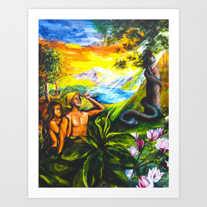 Adam and Eve in Garden of Eden Art Print