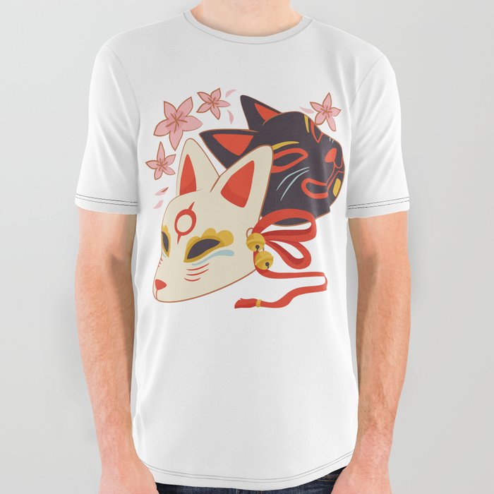 Kitsune mask All Over Graphic Tee