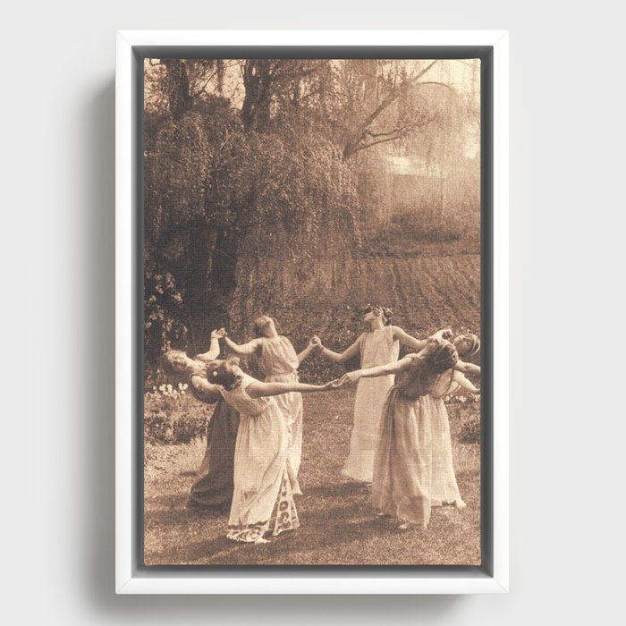 Circle Of Witches Vintage Women Dancing Framed Canvas