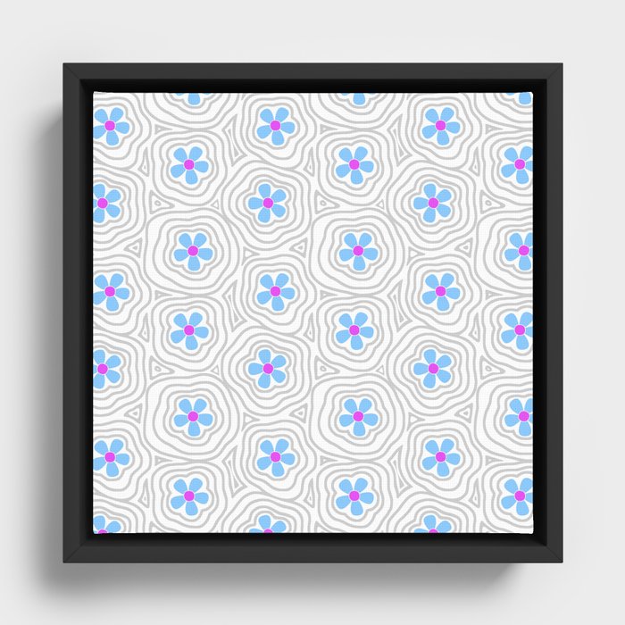 Y2K Flower Power // Ice Blue Framed Canvas