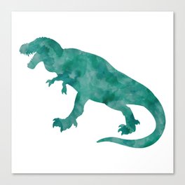 Watercolor Dinosaur Blue Green Dino Pattern Canvas Print