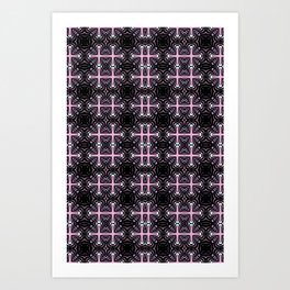 Pink and Black Abstract Geometric Fractal Art Art Print
