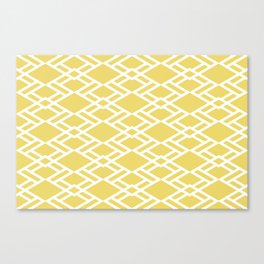 Yellow and White Diamond Shape Tile Pattern Pairs Dulux 2022 Popular Colour Lemon Jester Canvas Print