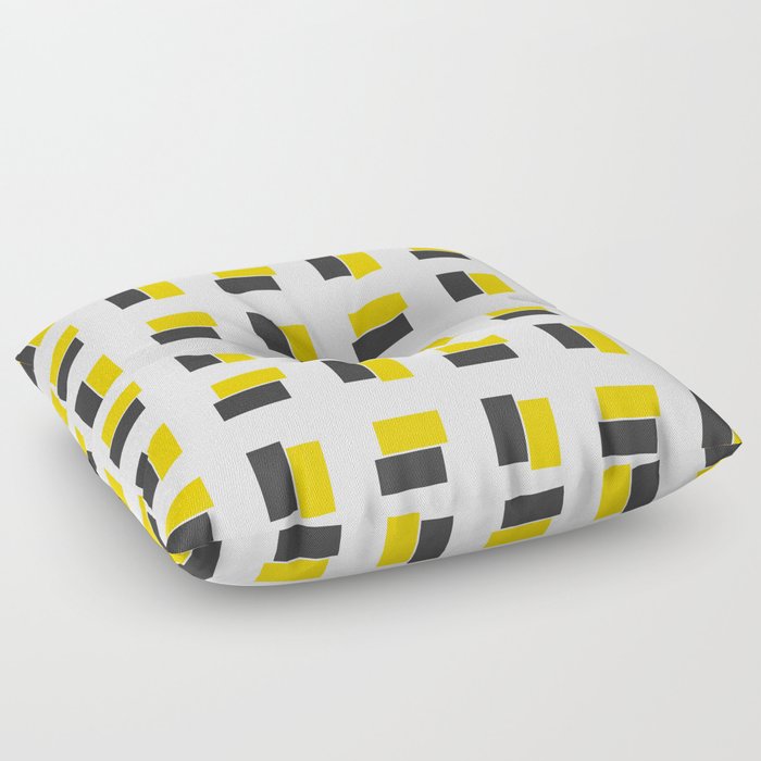 Minimal Black and Yellow Rectangles Floor Pillow