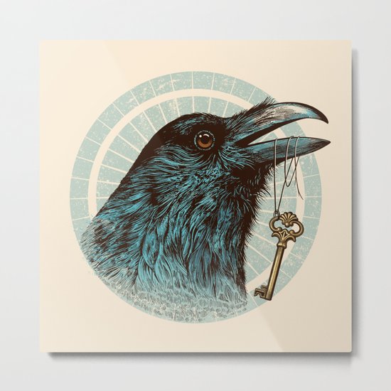 Raven's Head Metal Print