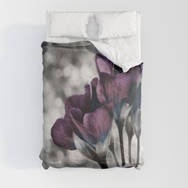Pop of Color Flowers Muted Eggplant Teal Comforter