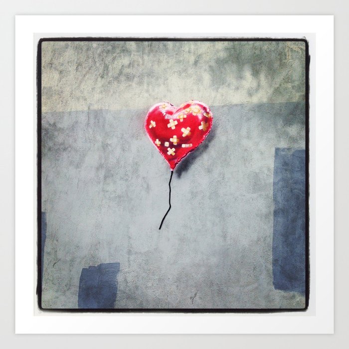 Banksy Mended Heart, Valentine Art Print by Mimosa State of Mind