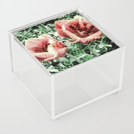 Two cyber red tulips in a coding space Acrylic Box