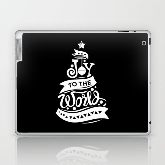 Joy To The World Christmas Tree Holiday Quote Laptop & iPad Skin