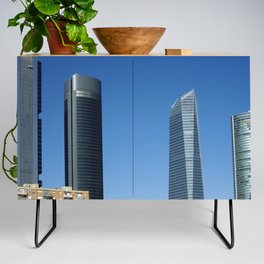 Spain Photography - Cuatro Torres Business Area Under The Clear Blue Sky Credenza