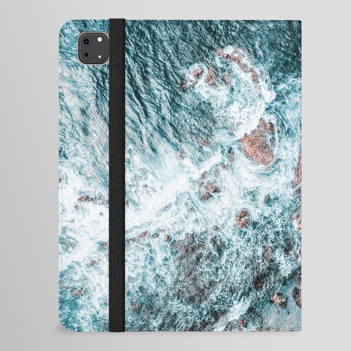Aerial Ocean Art Print, Aerial Beach Art, Coastal Ocean Sea Summer, Beach Photography, Art Print iPad Folio Case