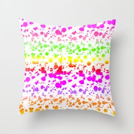 Multicolor Paint Splatter on White Throw Pillow