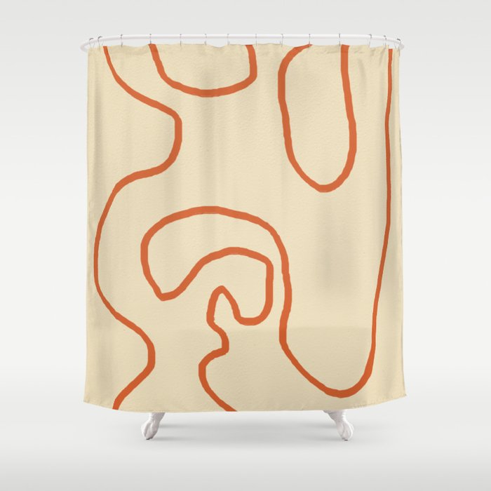 Abstract Line Art 1 (Terracotta) Shower Curtain