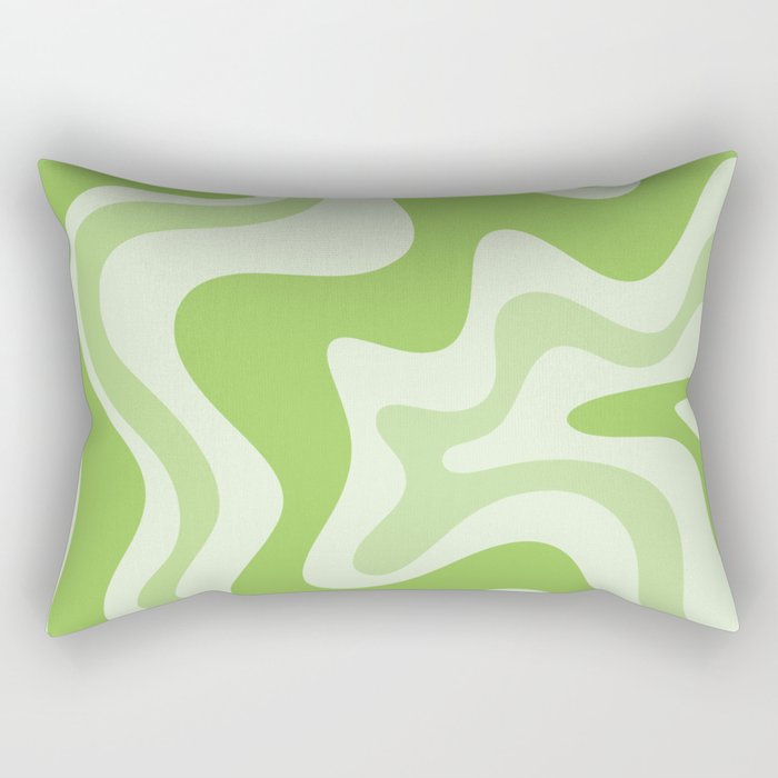 Retro Liquid Swirl Abstract Pattern in Light Lime Green Rectangular Pillow