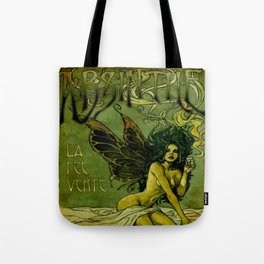 Vintage Parisian Green Fairy Absinthe Alcoholic Aperitif Advertisement Poster Tote Bag