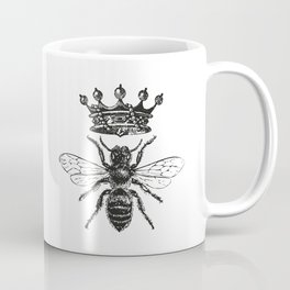 Queen Bee No. 1 | Vintage Bee with Crown | Black and White | Coffee Mug