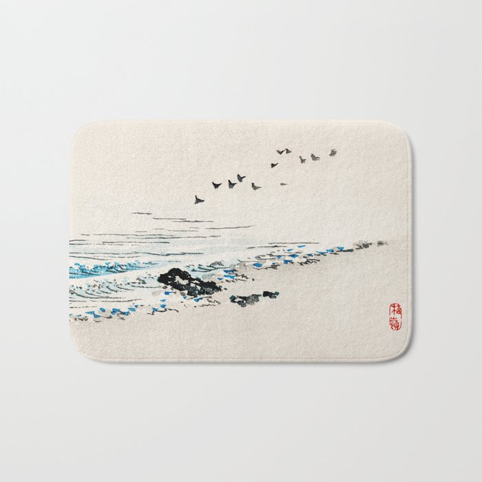 Birds Over The Ocean - Vintage Japanese Illustration Bath Mat