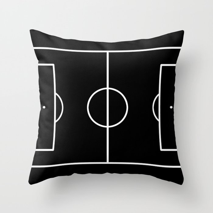 Soccer field / Football field in Black and White Throw Pillow
