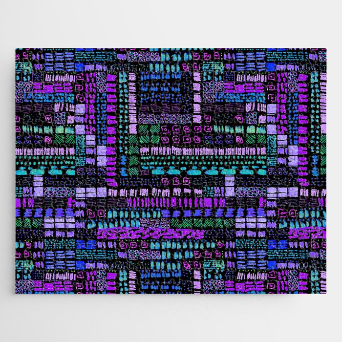 purple teal vibrant ink marks hand-drawn collection Jigsaw Puzzle