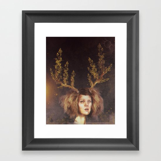 The Golden Antlers Framed Art Print