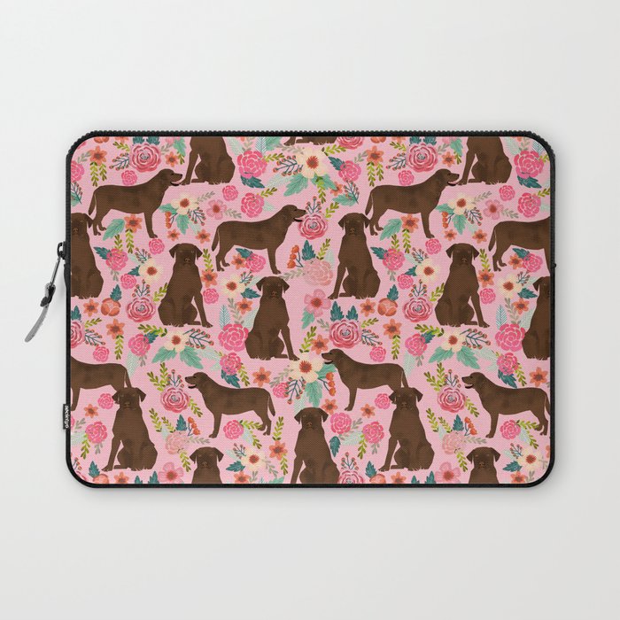 Chocolate Labrador Retriever dog floral gifts must haves chocolate lab lover Laptop Sleeve
