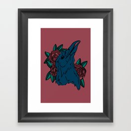 Raven and Flowers Framed Art Print