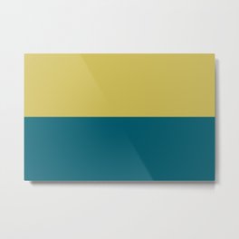 Dark Yellow and Tropical Dark Teal Inspired by Sherwin Williams 2020 Trending Color Oceanside SW6496 Horizontal Stripe Minimal Graphic Design Metal Print | Stripes, Modern, Minimal, Turquoise, Contemporary, Patterns, Aqua, Graphicdesign, Lines, Linepatterns 