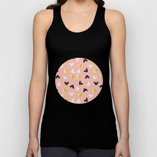 Heart pattern gold and rose Unisex Tank Top